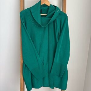 JM COLLECTION | 3xl Green Plus Size Cowel Neck Sweater